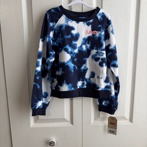 Levi’s blue white tie dye cropped sweatshirt size 6X 6/7 years